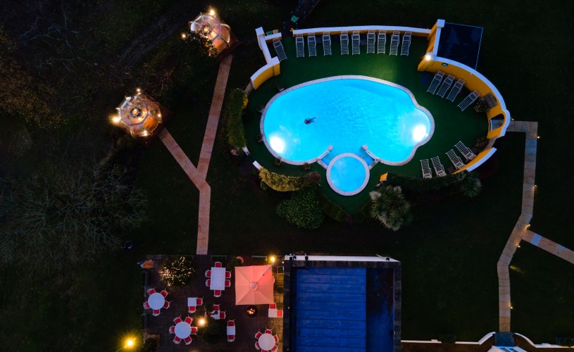 Aerial view of the pool at Bishopstrow Hotel & Spa
